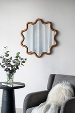 Load image into Gallery viewer, Wooden Accent Mirror With Unique Frame, Wall Mirror For Living Room Bedroom Entryway - Brown