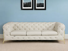 Load image into Gallery viewer, Italian Leather Sofa Silver Legs - Beige