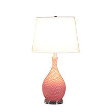 Load image into Gallery viewer, Hammered Urn Table Lamp With White Tapered Drum Shade - Pink