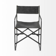 Load image into Gallery viewer, Leather Open Back Dining Arm Chair - Black