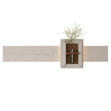 Load image into Gallery viewer, 3D LED Sandstone Wall Decor With Simulated Plants, Glass Vase & Remote Control - Light Coffee