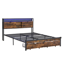 Load image into Gallery viewer, Modern Platform Bed, USB Charging Station, 2 Drawers, LED Lights