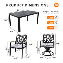 Load image into Gallery viewer, Outdoor Patio Furniture Dining Set With Sunbrella Fabric, Rectangular Table With Umbrella Hole