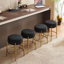 Load image into Gallery viewer, Round Bar Stools (Set of 2), Contemporary Upholstered Dining Stools For Kitchens, Coffee Shops And Bar Stores - Gold Legs
