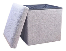 Load image into Gallery viewer, 12" Boucle Cube Storage Ottoman - Gray