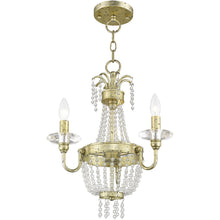 Load image into Gallery viewer, 19" Three Light Metal Dimmable Chandelier With Shades - Gold / Clear