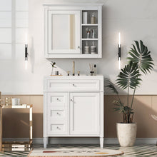 Load image into Gallery viewer, Bathroom Vanity With Medicine Cabinet, Royal Mirror Cabinet, Modern Bathroom Storage Cabinet With 2 Soft Closing Doors And 4 Drawers