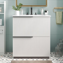 Load image into Gallery viewer, Fluted Bathroom Vanity With Ceramic Sink, Soft Close Slides