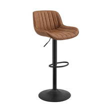 Load image into Gallery viewer, Faux Leather And Steel Swivel Low Back Adjustable Height Bar Chairs With Footrest 42" (Set of 2) - Brown And Black
