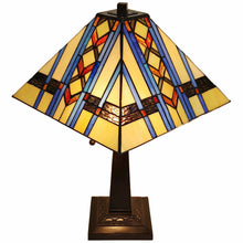 Load image into Gallery viewer, Metal Two Light Candlestick Table Lamp With Blue Empire Shade - Dark Brown
