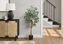 Load image into Gallery viewer, 46" Tall, Artificial Plant, Eucalyptus Tree, Indoor, Faux, Fake, Floor, Greenery, Potted, Decorative - Green / Black