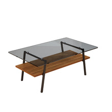 Load image into Gallery viewer, Rectangle Coffee Table, Tempered Glass Tabletop With Metal Legs
