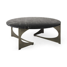 Load image into Gallery viewer, Genuine Marble And Iron Round Coffee Table - Black And Gold