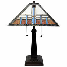 Load image into Gallery viewer, 11" x 21" x 22" Metal Two Light Candlestick Table Lamp With Empire Shade - Dark Brown / Off-White