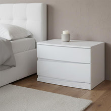 Load image into Gallery viewer, Two Drawers Mirrored Nightstand - White