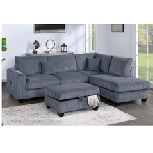 Load image into Gallery viewer, Modern Style Sectional Set With USB Port, Storage Ottoman