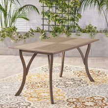 Load image into Gallery viewer, Transitional Acacia Wood Dining Table With Slat Panel Top - Gray