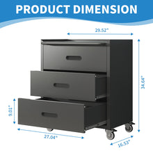 Load image into Gallery viewer, Heavy Duty Metal Storage Cabinet With Wheels 3 Drawer Tool Cabinet For Garage, Office, And Home Organizer Solutions