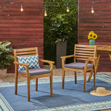 Load image into Gallery viewer, Outdoor Dining Chair With Slat Back And Acacia Wood Frame (Set of 2) - Gray / Teak