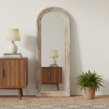 Load image into Gallery viewer, 71" Solid Wood Arch Freestanding Framed Full Length Mirror - White