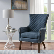 Load image into Gallery viewer, Accent Chair With Quilted Back And Silver Studs - Dark Blue
