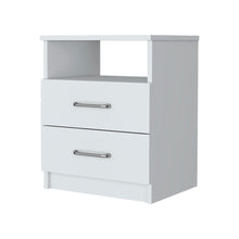 Load image into Gallery viewer, 20" Modern Wood Two Drawer Nightstand - White