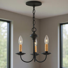 Load image into Gallery viewer, 11" Three Light Dimmable Chandelier With Shades - Black