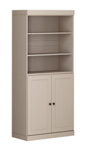 Load image into Gallery viewer, Adjustable Six Tier Library Bookcase With Two Doors (745627) - Beige