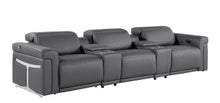 Load image into Gallery viewer, Top Grain Leather Reclining Metal USB Sofa (720367) - Dark Gray