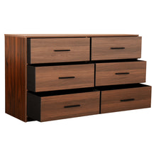 Load image into Gallery viewer, Wood Six Drawer Dresser - Walnut