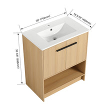 Load image into Gallery viewer, Modern Bathroom Vanity With Ceramic Sink, Freestanding Cabinet, Soft Closing Doors