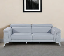 Load image into Gallery viewer, Italian Leather Sofa With Silver Legs - Light Blue