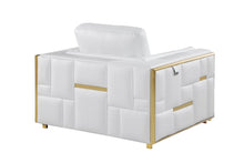 Load image into Gallery viewer, Top Grain Leather Club Chair - White And Gold