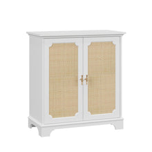 Load image into Gallery viewer, Rattan Decorated Sideboard Buffet Storage Liquor Cabinet - White