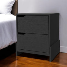 Load image into Gallery viewer, 20" Wood Two Drawer Nightstand - Black