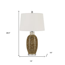 Load image into Gallery viewer, Metal Table Lamp With Off-White Empire Shade - Brown