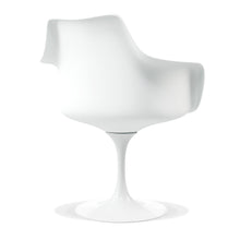 Load image into Gallery viewer, Upholstered Faux Leather Dining Swivel Arm Chair - White