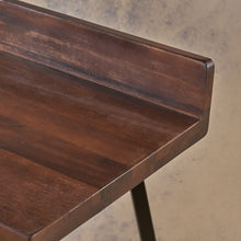 Load image into Gallery viewer, Outdoor Bar Stool With Low Backrests And Wood Seats (Set of 2) - Dark Brown / Black