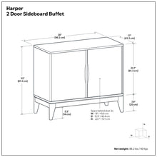 Load image into Gallery viewer, Harper - 2 Door Sideboard Buffet - Walnut Brown