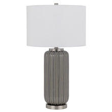 Load image into Gallery viewer, Metal Cylinder Table Lamp With White Drum Shade - Gray