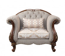 Load image into Gallery viewer, Fabric and Cherry Floral Arm Chair 48" - Beige