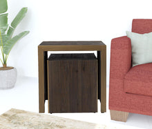 Load image into Gallery viewer, Solid Wood Chunky Nested End Tables (Set of 2) - Gray / Gold