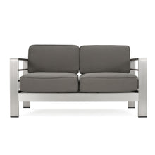 Load image into Gallery viewer, Outdoor Aluminum Loveseat With Cushion - Gray