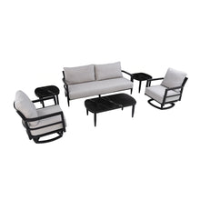 Load image into Gallery viewer, 6 Piece Outdoor Conversation Set With Swivel Chairs - Ember Black