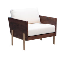 Load image into Gallery viewer, Brown And Gold Top Grain Leather Arm Chair - White