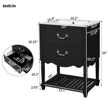 Load image into Gallery viewer, Wave Design Bathroom Vanity With Sink, 2 Drawers And Open Shelf