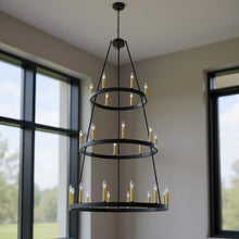 Load image into Gallery viewer, 84'' Candle Style Multi Light Metal Dimmable Chandelier - Black