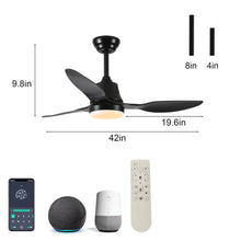 Load image into Gallery viewer, Ceiling Fan With Light, 3 Blades, Remote Control, 6 Speed Reversible DC Motor For Living Room - Black