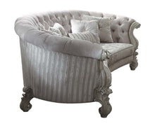 Load image into Gallery viewer, Velvet Curved Floral Sofa And Toss Pillows With Gray Legs - Ivory