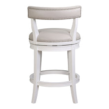 Load image into Gallery viewer, 26" Casual Faux Leather And Solid Wood Low Back Counter Height Swivel Bar Chair - White